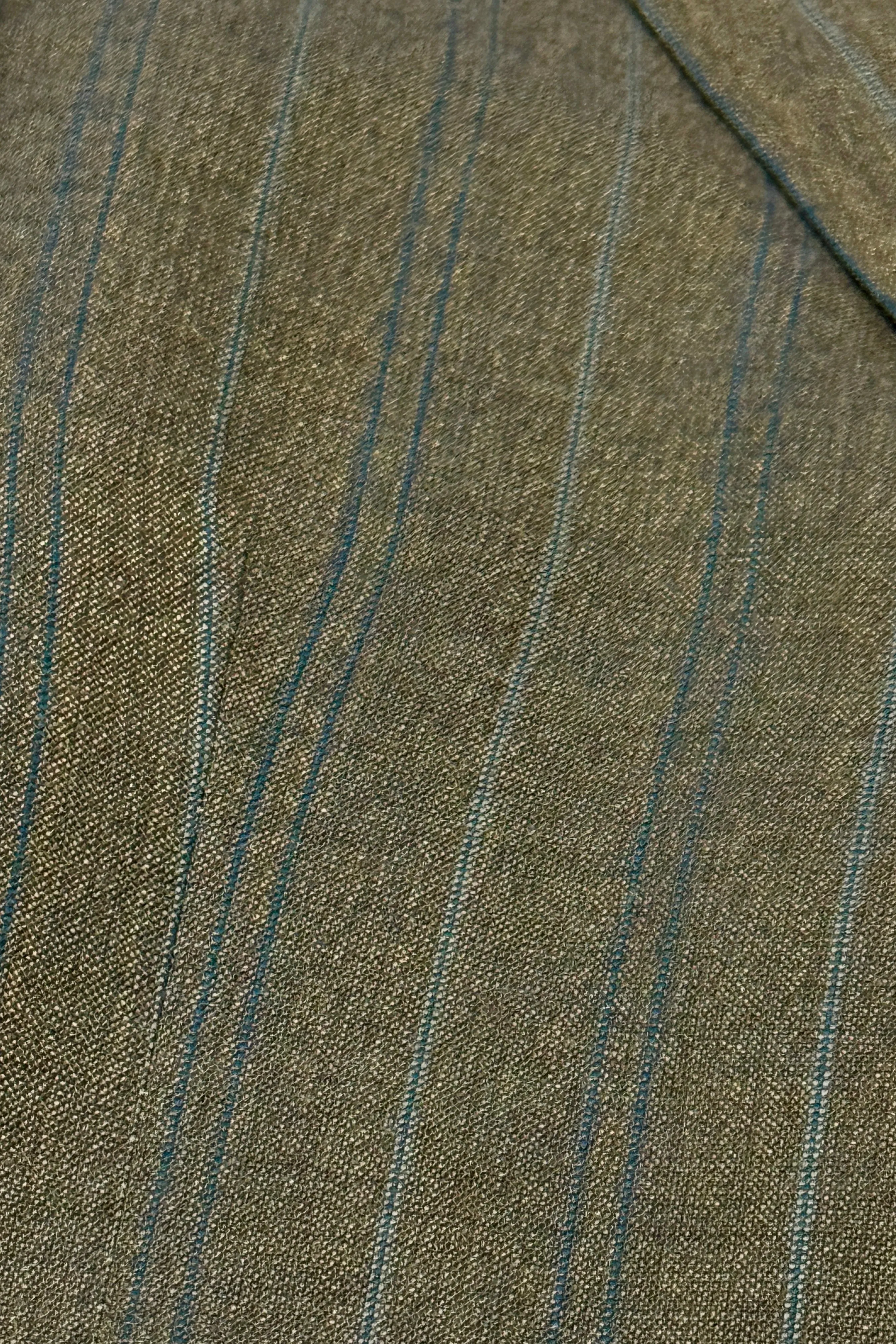1960’S CUSTOM TAN STRIPE UNION MADE IN USA 2 PIECE WOOL WIDE LAPEL BOOTCUT SUIT MEDIUM