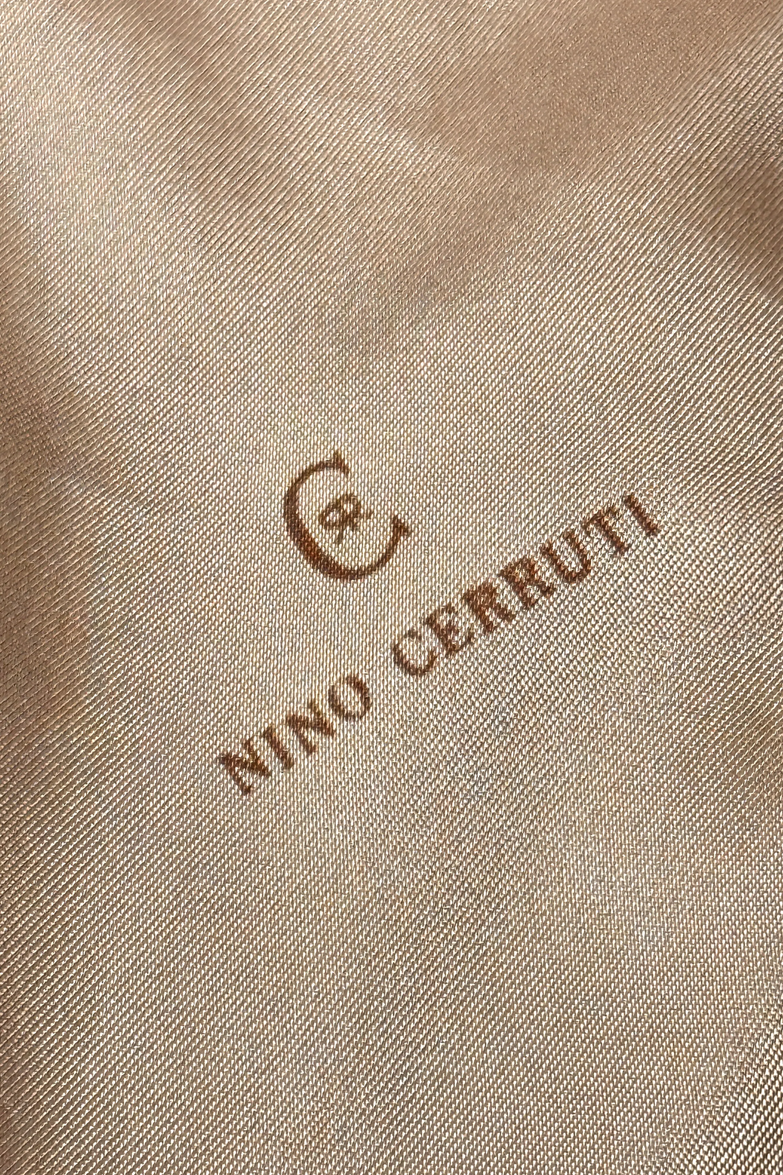 1970’S NINO CERRUTI UNION MADE IN USA 2 PIECE KHAKI TWILL WIDE LAPEL BOOTCUT SUIT MEDIUM