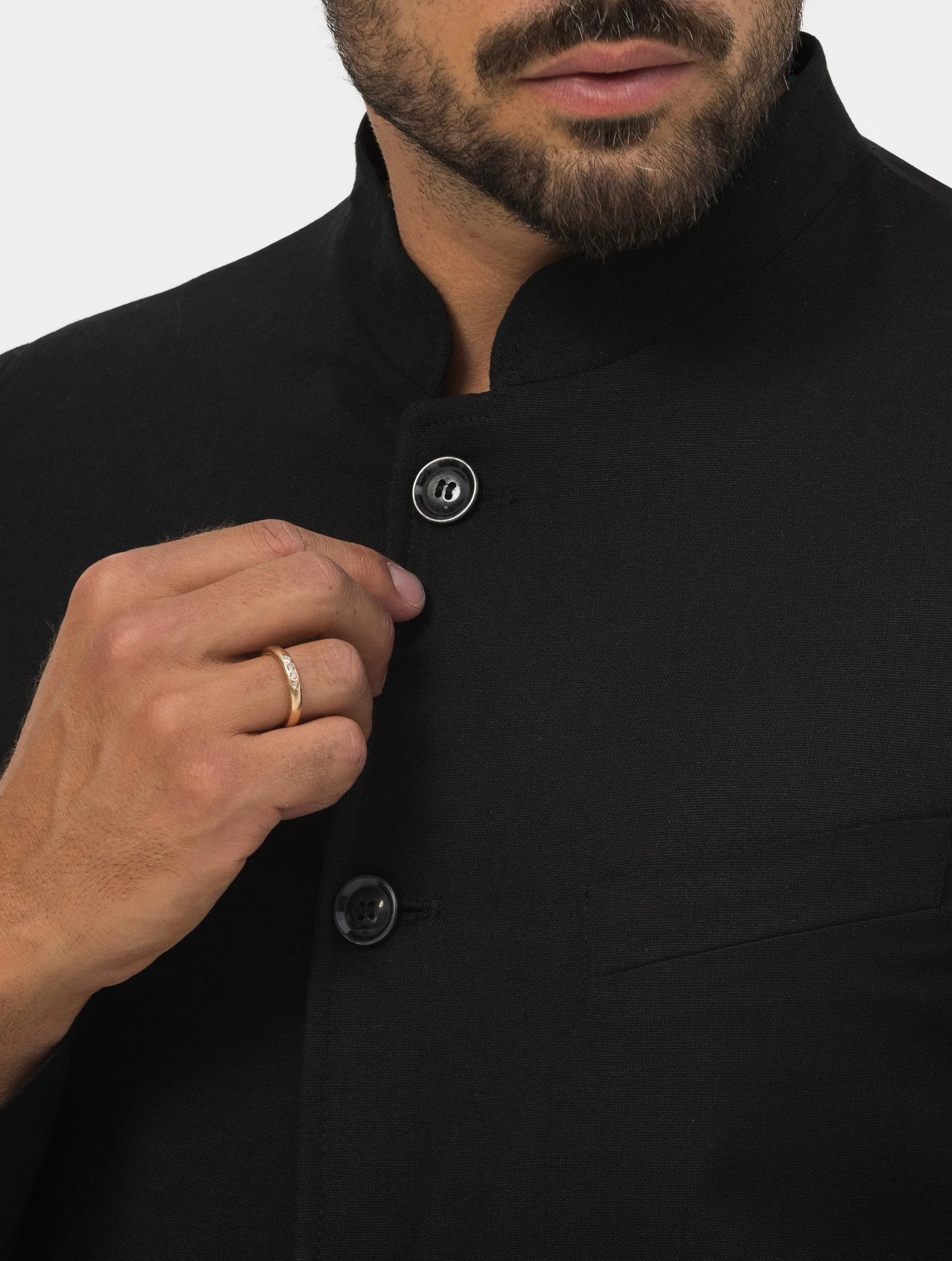 AKITA SINGLE BREASTED BLAZER IN BLACK