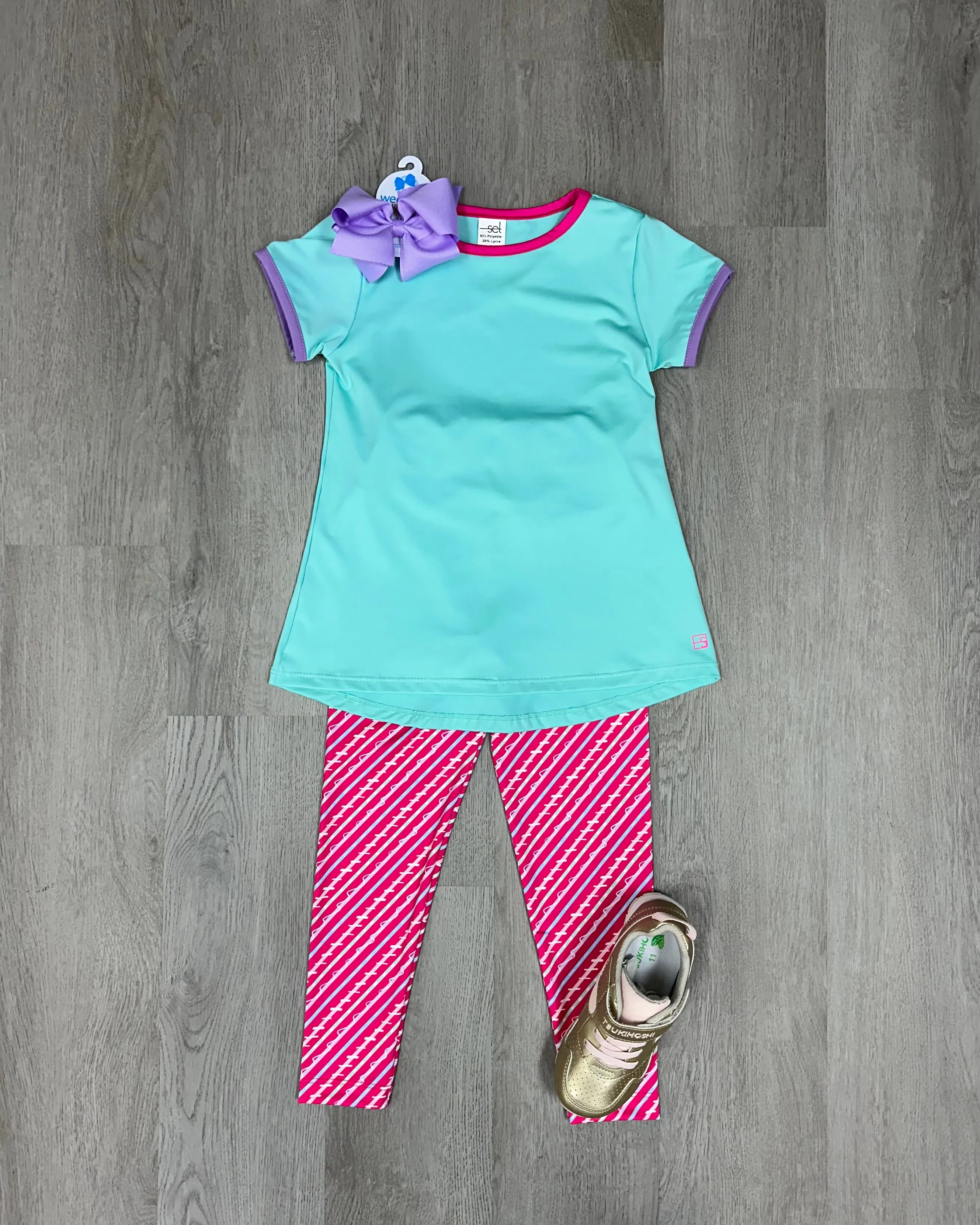 Bridget Basic Tee - Totally Turquoise/Power Pink/Precious Purple