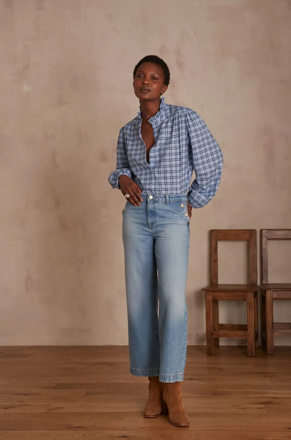 MOSS CROPPED STRAIGHT-LEG JEANS