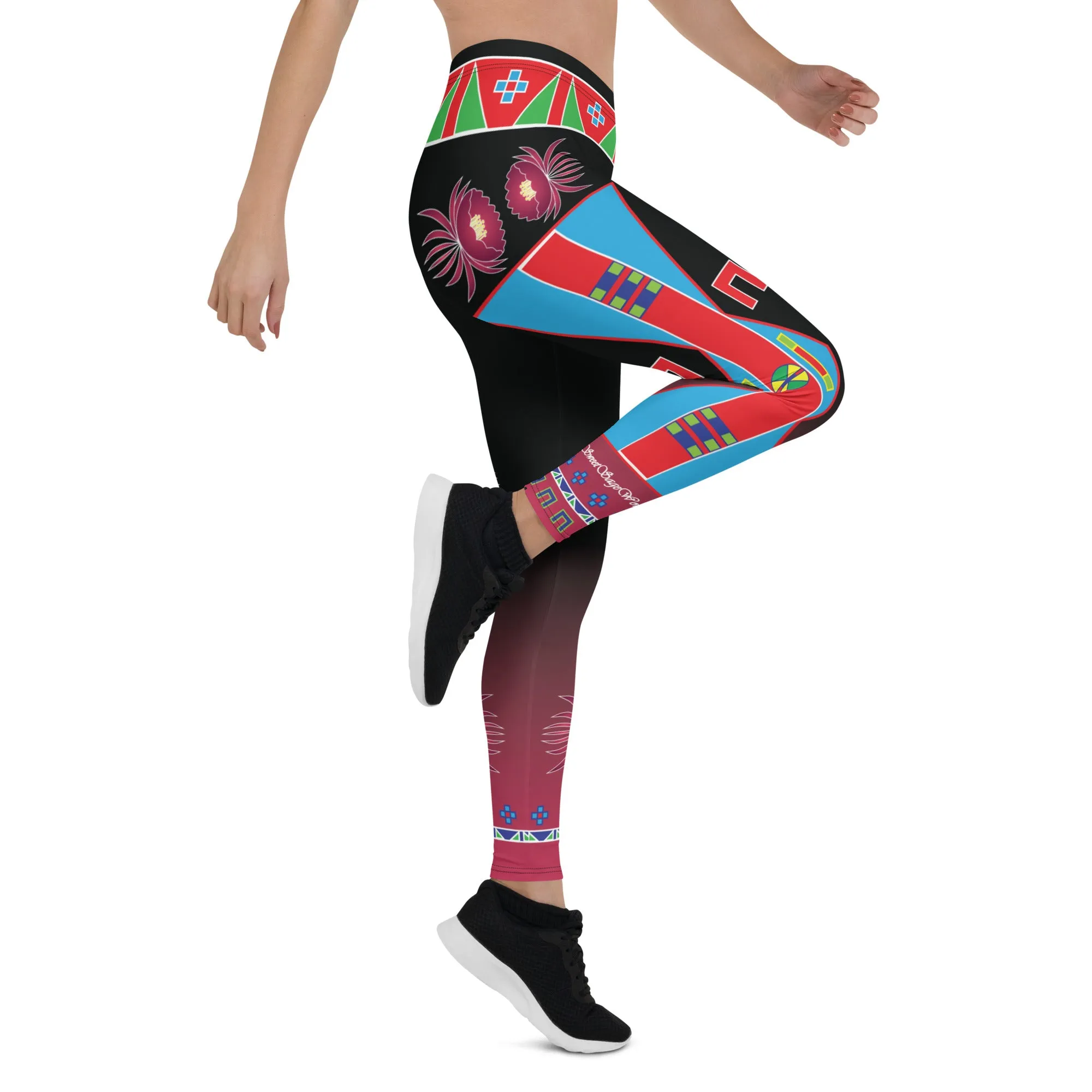 Patience Black and Magenta Leggings