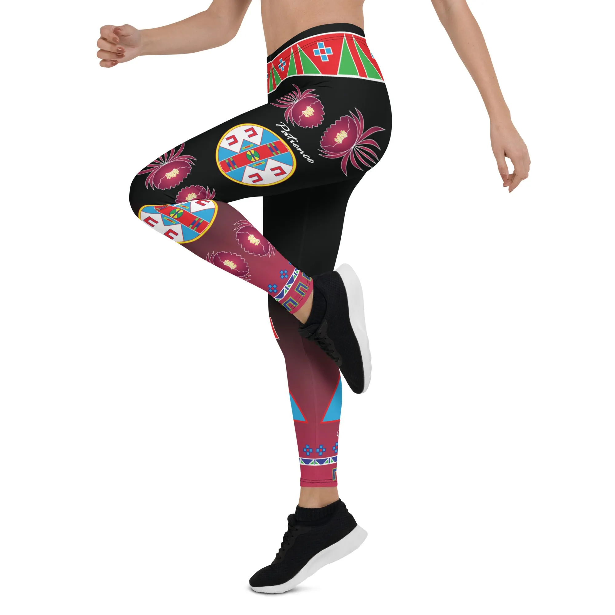 Patience Black and Magenta Leggings