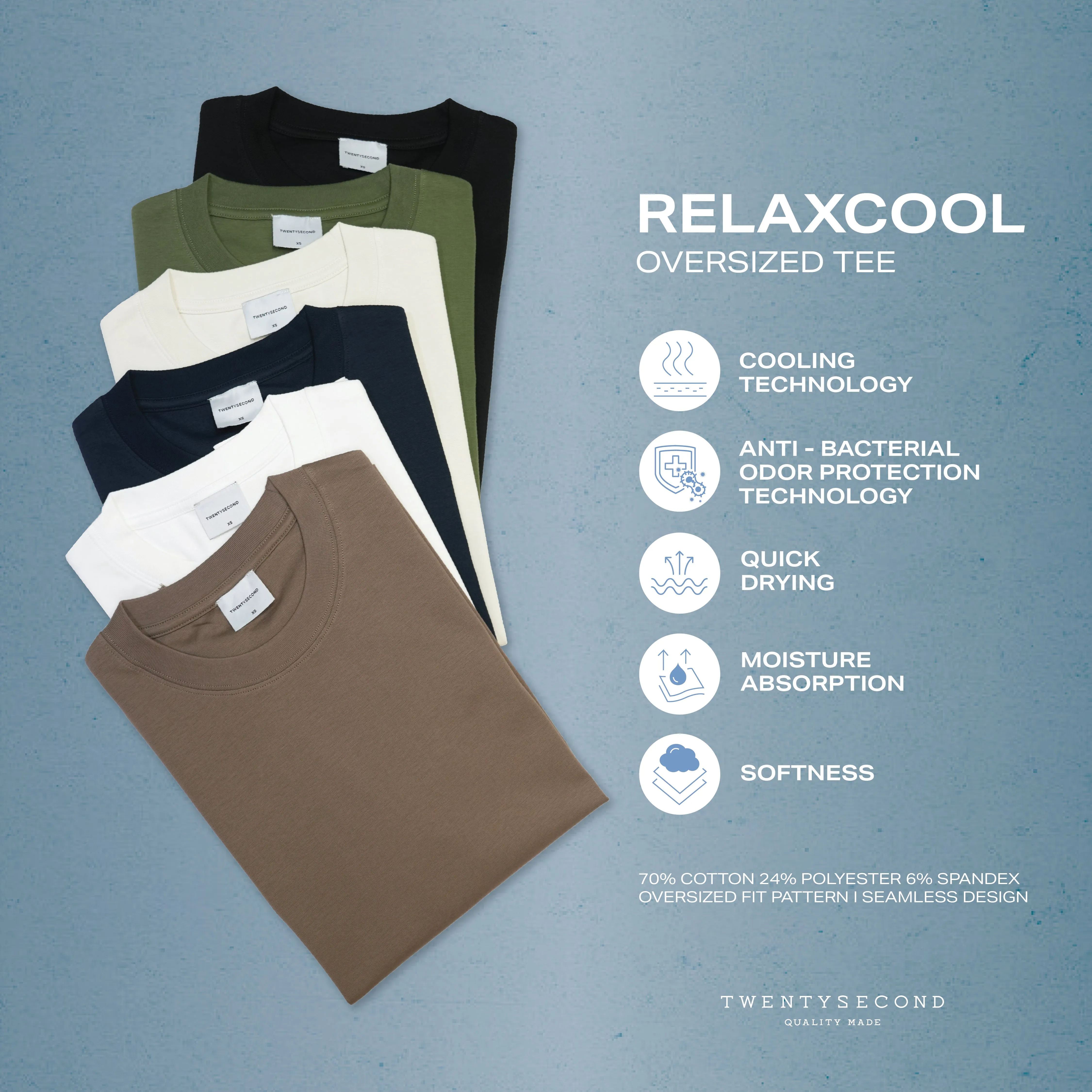 RELAXCOOL SEAMLESS OVERSIZED TEE - BROWN