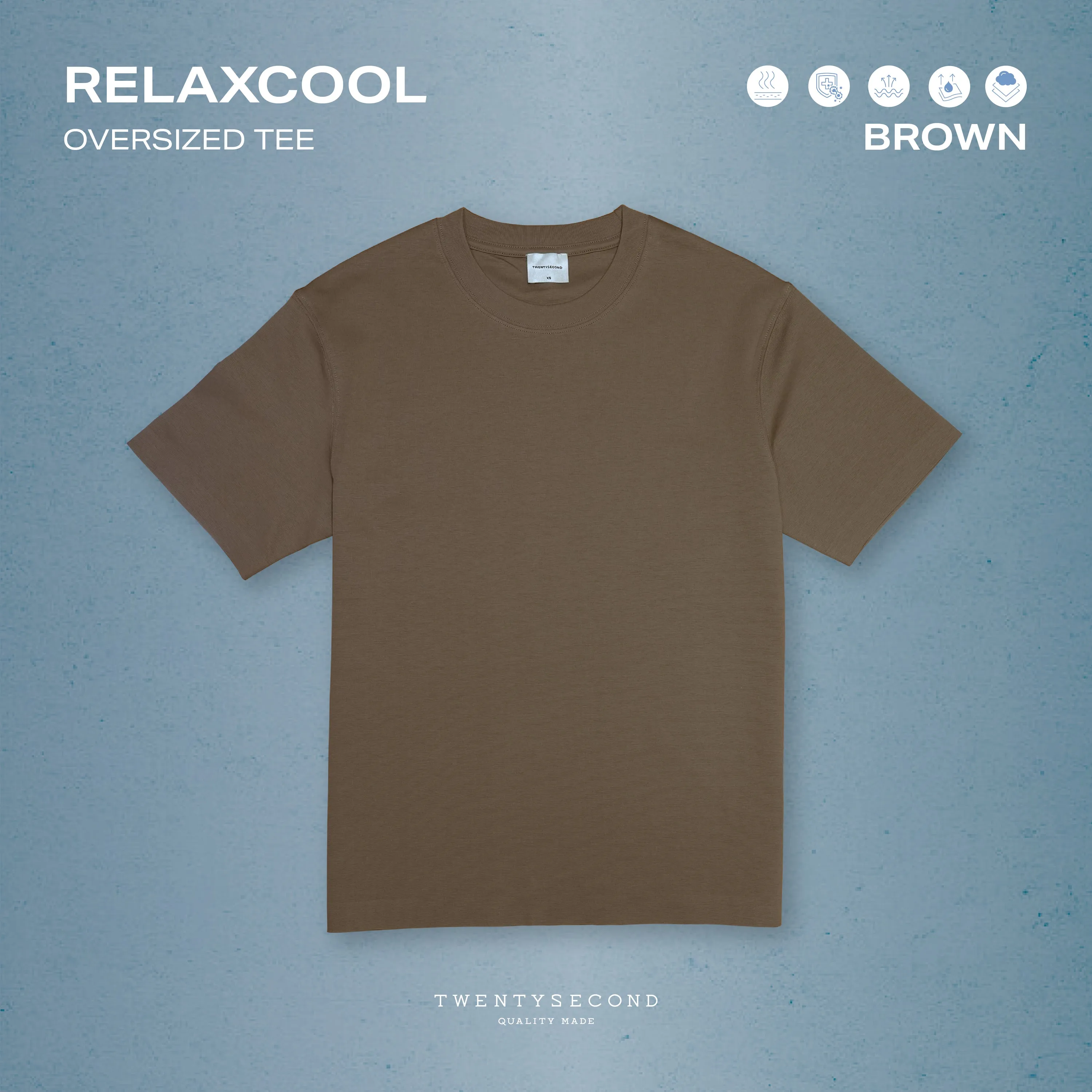 RELAXCOOL SEAMLESS OVERSIZED TEE - BROWN