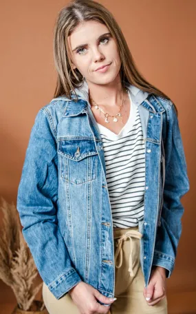RISEN -RELAXED FIT CLASSIC TRUCKER JACKET W/ HOOD