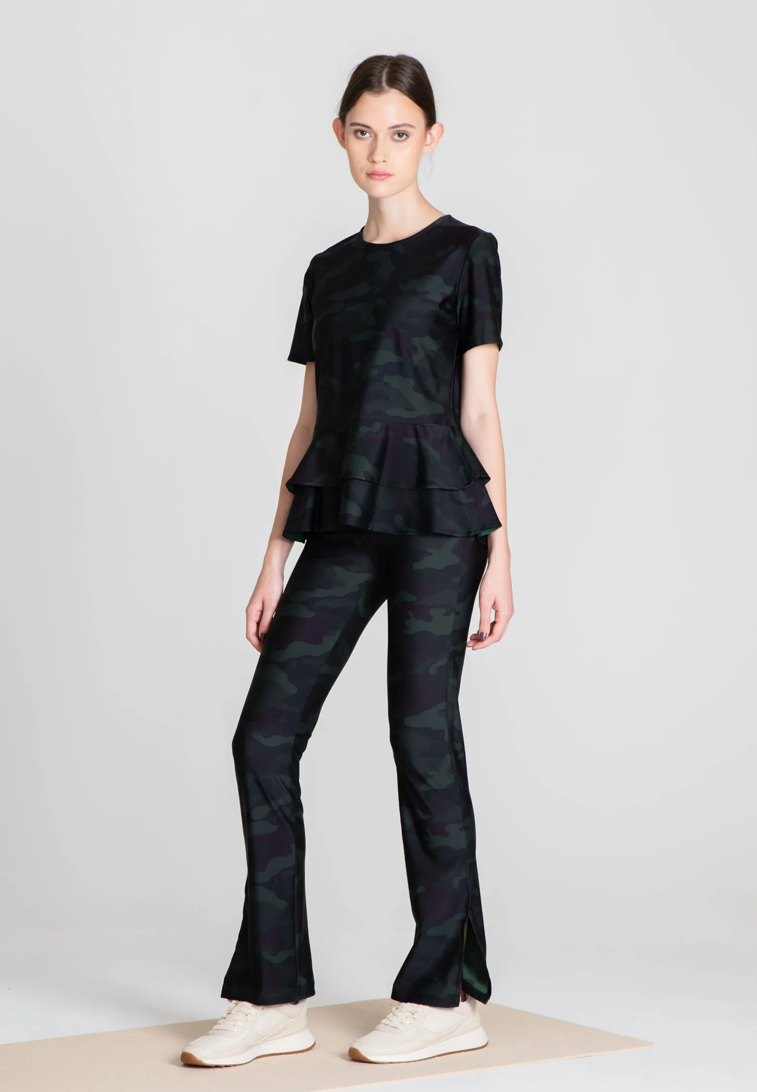 The Slit Cut Sport Pants - Green Camo