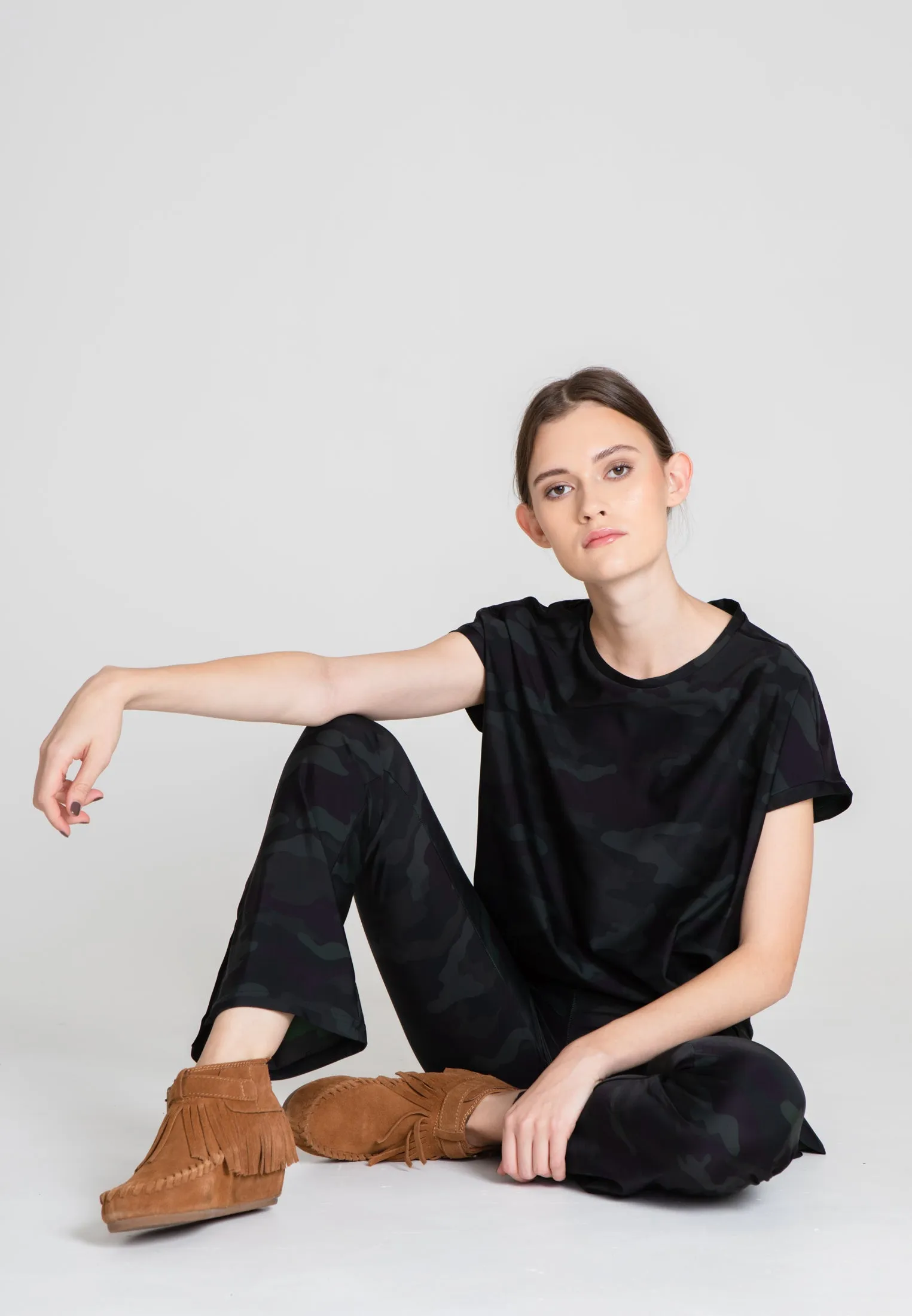 The Slit Cut Sport Pants - Green Camo