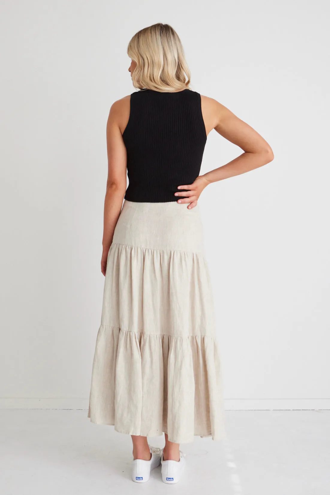 Uptown Black Rib Knit Cut Away Crop Tank